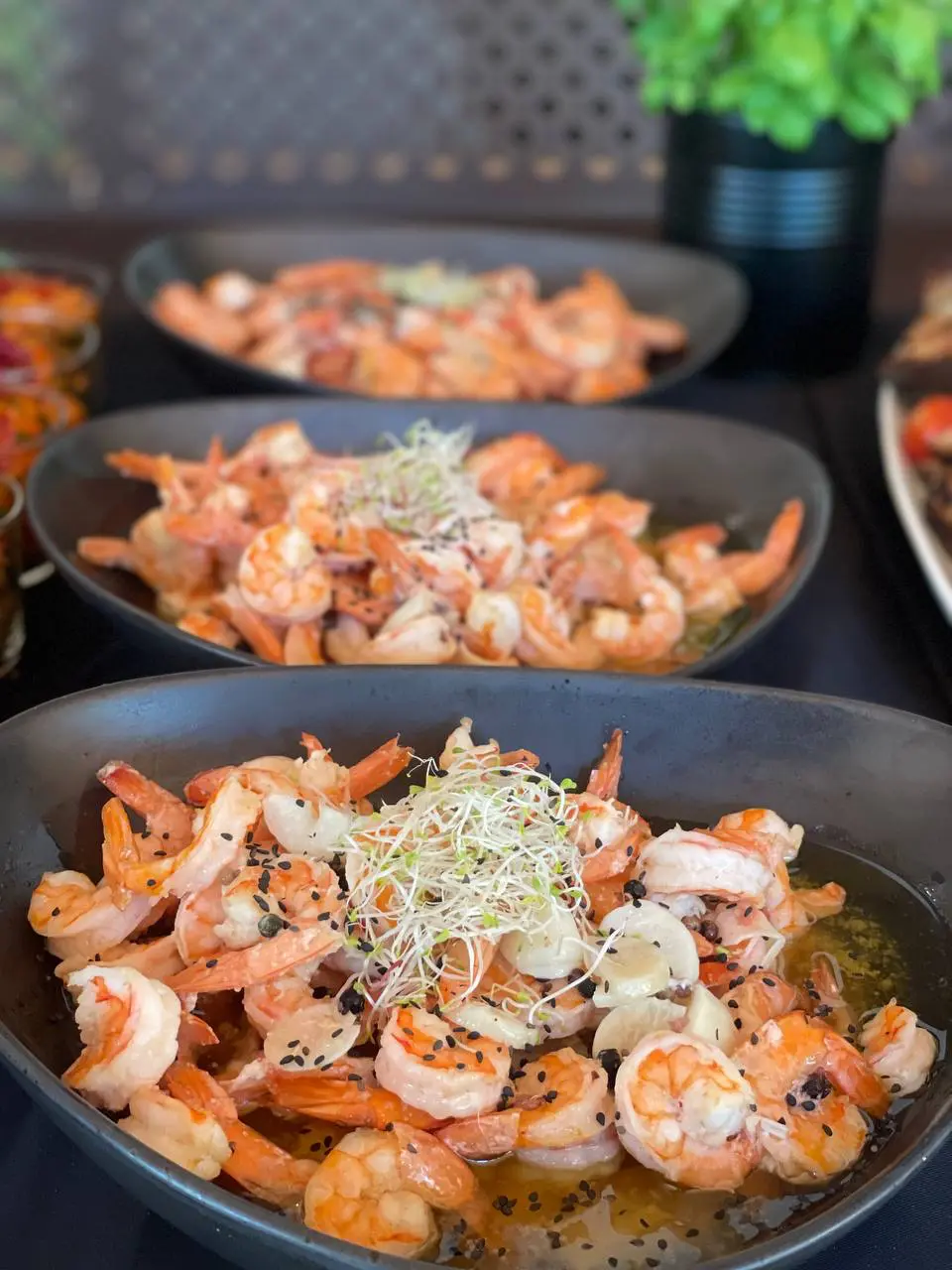 Garnelen Catering Knoblauchpfanne